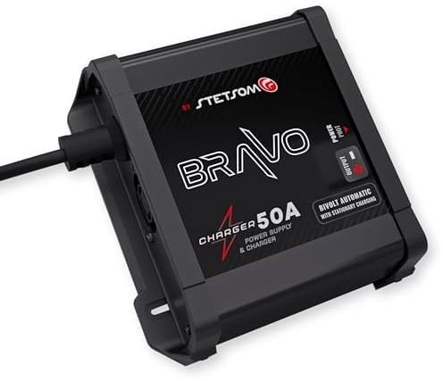 Stetsom BRAVO CHARGER 50A Car Battery Charger, Stationary Batteries 15.4V Feature, Maximum Source Current 50 Amp Ampere, Smart Charger, Car Audio Power Supply xs, Internal Heat Sink for No Overheating