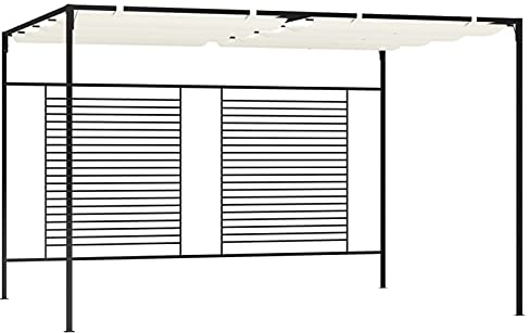Mengtu Pavillon mit Ausziehbarem Dach Gartenpavillon Pergola Gartenzelt Sonnenschutz Terrassendach Überdachung Sonnenschutz für Terrasse Garten3x4x2,3 m Cremeweiß 180 g/m² Garten Möbel