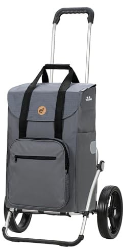 Andersen Einkaufstrolley - klappbar - 45 Liter - mit Kühlfach | Aufhängung für Einkaufswagen - belastbar 50 kg - Aluminium - 3-Speichen-Rad Ø 25 cm - Royal Shopper Wismar silbergr.