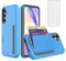 Asuwish Phone Case for Samsung Galaxy A25 5G with Tempered Glass Screen Protector Cover and Credit Card Holder Stand Slim Hybrid Slot Kickstand Cell Accessories A 25 25A SM-A256U Women Men Blue