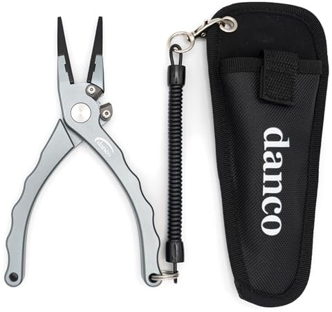 danco 7.5-inch Aluminum Fishing Pliers with Tungsten-Carbide Side Cutters - T6-6061 Aircraft Grade Aluminum Construction - Saltwater Resistant Fishing Pliers with Sheath