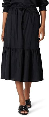 Amazon Essentials Femme Jupe Mi-Longue Trapèze Étagée, Taille Mi-Haute, en Satin de Coton (Haut Vendu Séparément)
