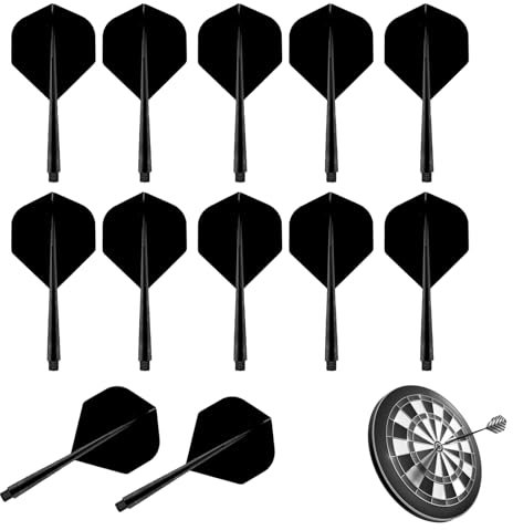 EVDZNA Kunststoff Dart Flights 12 Stück, Integrated Flight, 75 mm Dart Flights mit Schäfte Stabil, Gewinde Dartpfeil Flights, Zubehör für Darts, Dartpfeile Zubehör, für Darts Dartpfeil Spiel, Schwarz