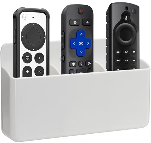 HCLRW 3 Slot Wandhalterung Fernbedienung Halterung TV Controller Halter Selbstklebender Marker Stift Der inhaber Behälter für Home Office Schule (Weiß)