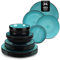 vancasso Serie Bubble Servizio Piatti 6 Persone, Set Piatti 24 Pezzi in Gres - 6 Piatti Piani, 6 Piatti Dessert, 6 Piatti Fondi e 6 Ciotole - Smalti Reattivi Verde, Adatto per Microonde