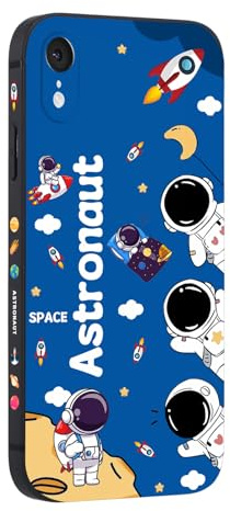 WOFOLE Phone Case for iPhone XR Case for Boys Girls Cute Cartoon Astronaut Rocket Design Aesthetic Shockproof Designer Cool Compatible with iPhone XR