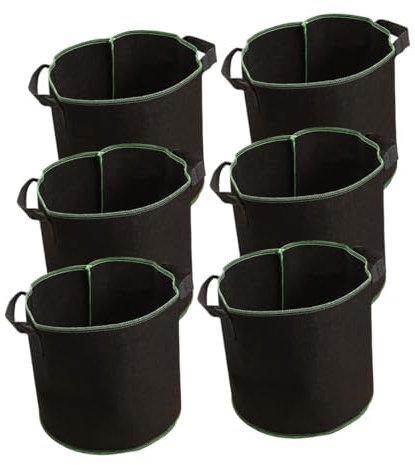 Parliky 6 Pack Fabric Planting Bucket Seedling Bags 5 Gallon Growing Containers for Garden Grow Bag Trays Outdoor Planters Thickened Nonwoven Fabric Pots