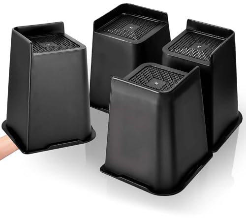 Dokeno 4Pcs Rialzo per Mobili da Letto, Alzate per Letti 10/15/20cm per Uso Intensivo Rialzi per Mobili, Fino a 2721,6kg Design a Forma di L Blocchi Sollevatori per Letti per Divano Scrivania (8 Zoll)