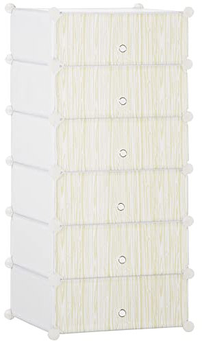 HOMCOM Schuhboxen 6er Set Schuhkarton stapelbar DIY Schuhorganizer Schuhaufbewahrung Aufbewahrungsboxen Schuhschrank Regalsystem mit transparent Tür, für 12 Paare Schuhe, Weiß