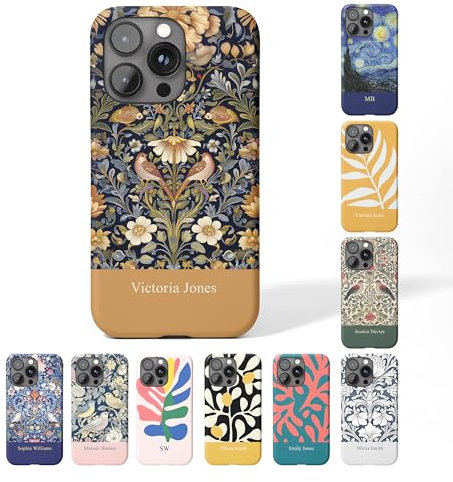 Tirita Personalised Phone Case for iPhone SE 2020 & SE 2022 – Hard Case or Cover With Custom Name or Initials – Cute Personalised Gift for Women or Girls [01. William Morris Floral Yellow Flowers]