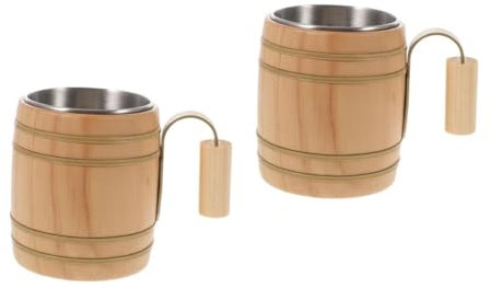 OUNONA 2 Piezas de acero inoxidable vasos de te de café fria café reutilizable vasos cafe de agua de Khaki