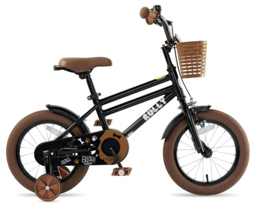 RULLY 12–16 Zoll Jungenfahrrad für Kinder von 2–6 Jahren – Fahrrad mit Stützrädern, Rücktrittbremse & Handbremse, Frontkorb – Blau, Schwarz, Grün