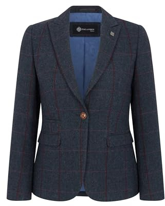Infinity Leather Women's Navy Tweed Tailored Fit Formal Blazer