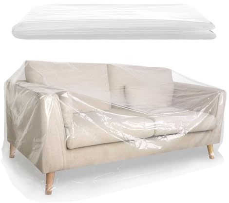 1 Packung Kunststoff-Sofabezüge, wasserdicht und staubdicht, Sofaschoner, transparenter Couchbezug, Kunststoff-Staubschutz für Möbel, 300 x 135 cm