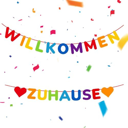 Willkommen Zuhause Girlande,Herzlich Willkommen Filz-Banner für Einzug,Familienfeiern & Schul