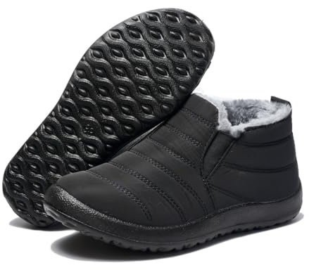 Tvtaop Winter Boots Mens Hiking Shoes Plush Snow Boots Warm Walking Sneakers for Men Non-Slip Waterproof Outdoor Trekking Travel Sports All_Black UK 10.5