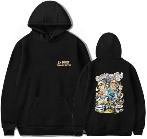 DWDKJU Bonez MC Sweatshirts, Langarm-Kapuzenpullover Mit Bedruckter Grafik, Unisex, Geschenk Für Liebhaber Fans Und Freunde,Schwarz,XL