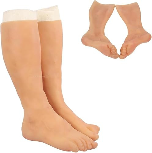 Silicone Prosthesis Foot Sleeve, Realistic Artificial Silicone Prosthesis Men Fake Feet Sleeve Legging Cover, Used to Conceal Skin Burn Scars, Birthmark Obscuration.(Color3)