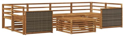 vidaXL Outdoor-Sofagarnitur 7 pcs Natur Massivholz Akazie, Gemütliches Outdoor-Set, modernes Lounge-Möbel, Garten-Sofa, tolle Terrassen-Sitzgelegenheit