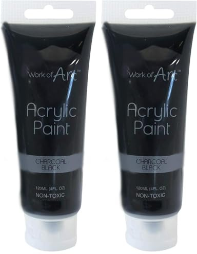 Work of Art 120ml Acrylic Paint - Black, 6722 (Pack of 2)