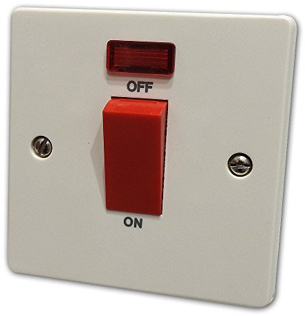 45 AMP DP Switch 1 Gang Plate Cooker Switch Neon