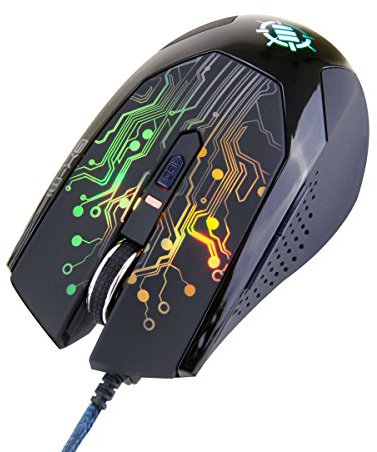 ENHANCE Souris Gamer Sans Fil Haute Précision, Souris Gaming Filaire avec Design Coloré, Batterie Rechargeable, LED Optique 3500 DPI, 6 Boutons avec LED Colorés , Noir