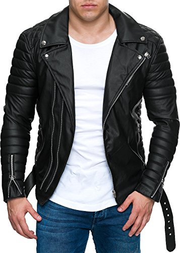 Reichstadt Uomo Giacca - RS001 Nero Similpelle - Cerniera Argento L