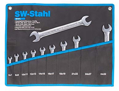 SW-Stahl 00151L Doppelgabelschlüsselsatz I Schraubenschlüssel Set I Doppelmaulschlüssel-Set