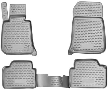OMAC Gummimatten Fußmatten kompatibel mit BMW 3er E90 E91 2005-2013 TPE Automatten Grau 4X