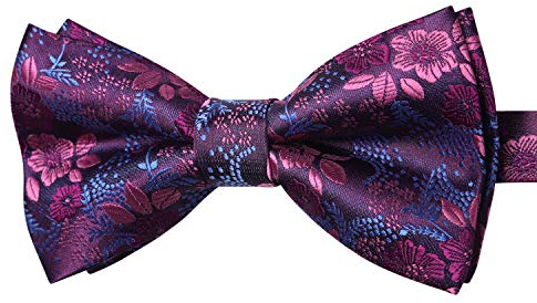 HISDERN Pajarita Hombre Fucsia Floral Elegante Pajaritas Preatada Ajustable Corbatín para Fiesta Bodas