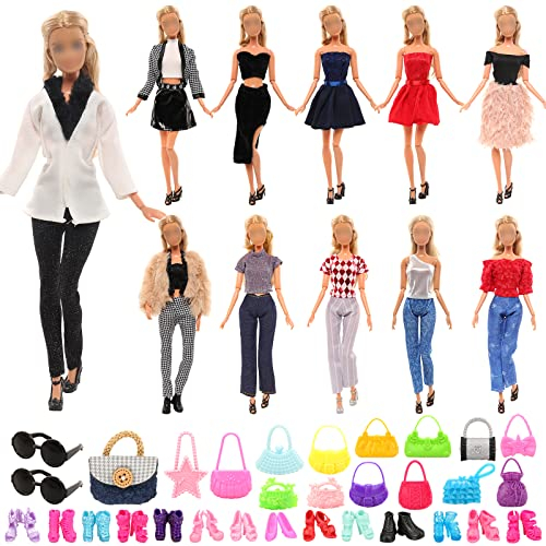 Miunana 6 Piezas Vestido Fashion Falda Mini Fiesta Ropas Casual + 23 Accesorios Estilo al Azar para 11.5 Pulgadas 28-30 CM Muñeca