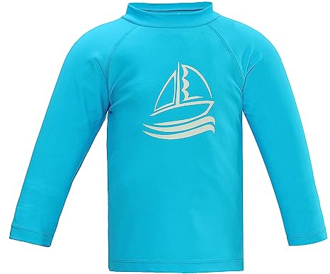 LACOFIA T-Shirt de Bain à Manches Longues pour Garçons Maillots de Bain pour Enfants Rashguard Protection Solaire Séchage Rapide Bleu 104