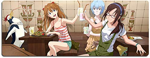 IGIRC Mauspad Evangelion Anime 900X400Mm Mauspad, Extended XXL Große, Professionelle Gaming-Mauspad Mit 3 Mm Starker Unterseite, Für, D