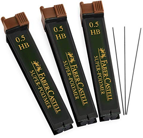 Faber-Castell Super-Polymer Refill Leads - 0.5mm HB - 3 Tubes - 36 Leads
