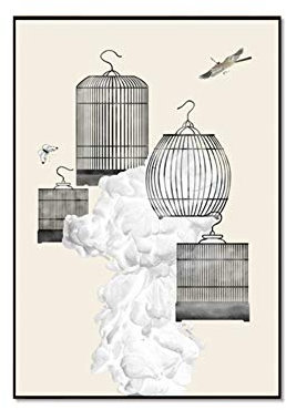 XIANGPEIFBH Druck auf leinwand Leinwand Malerei Birdcage Poster Wandbild Für Wohnzimmer Wandkunst Dekoration Pictures-60x80cm Kein Rahmen