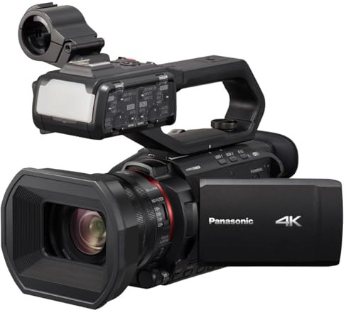 Panasonic Videocamera professionale X2000 4K con zoom ottico 24x, streaming live WiFi HD, uscita SDI 3G e manico staccabile VW-HU1, HC-X2000 (nero)