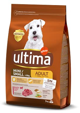 Ultima Petit Adulte avec bœuf, Nourriture sèche pour Chiens, 3 kg