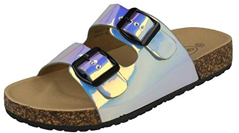 Spot On Holografische Damen-Sandalen F00227, Blau - blau - Größe: 38 EU