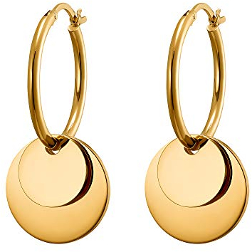 Heideman Ohrringe Damen - aus hochwertigem Edelstahl - silber gold rosegold farbend - Ohrstecker hängend für Frauen mit Anhänger Kreis - Zwei Tragevarianten - Two-in-One