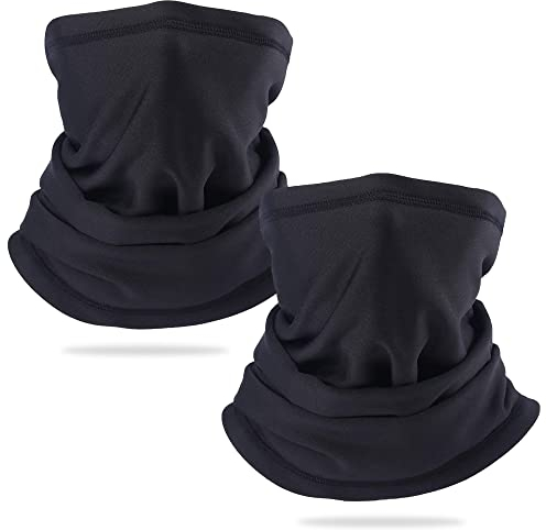 Arcweg Schlauchschal Herren Damen Winter Elastisch Halstuch Multifunktionstuch Windabweisend Halswärmer Warm Fleece Gefüttert Nackenwärmer für Outdoor Radsport Ski Motorrad Laufen (Schwarz 2PCS)