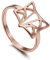 Amaxer Roségold Hohl Origami Fox Damenring Edelstahl Verstellbarer Tierring