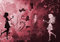 wandmotiv24 Fototapete Elfen Schmetterlinge Ornamente, M 250 x 175 cm - 5 Teile, Wanddeko, Wandbild, Wandtapete, Fee rot rosa Fantasy M6598