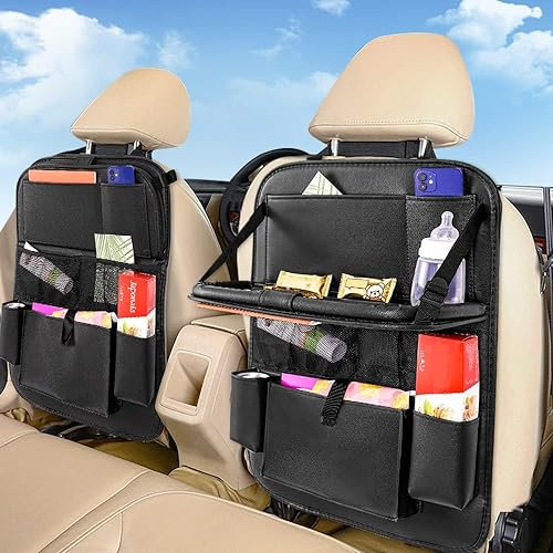 SANMITTI Auto-Rücksitz-Organizer, mit Tablet-Halterung, PU-Leder, Autositz-Rücksitz-Rücksitz-Organizer, Kick-With Foldable Tablet-Tablet, Reisezubehör, 1 Stück
