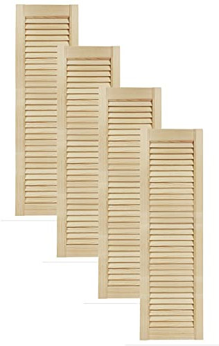 Lamellentüren Holz 4er Pack 294x993 mm | Holztür aus massiver Kiefer mit fühlbarer Struktur | Möbelfronten für kreative Renovierung | Lamellentür für Schrank oder Garderobe | Natur