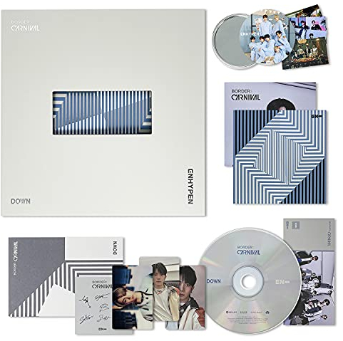 ENHYPEN 2nd Mini Album - BORDER : CARNIVAL [ DOWN ver. ] CD + Photobook + Lyric Book + Photo Card + Lenticular Card + Signature Sticker + Carnival Ticket + Folded Poster