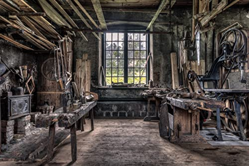 VLIES Fototapete-LOST PLACES-(PF6756)-350x260 cm-Gebäude Haus Fabrik Werkstatt Theater Kino Industrie Vintage Dekor XXL Wandbild Poster Moderne Tapete
