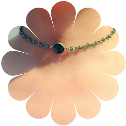 Aneneiceera Boho Grüner Kristall Choker Kurze Goldene Halskette Satellitenkette Zierliche Runde Edelstein Hochzeit Strass Halskette Charme Modeschmuck Geschenk Für Frauen Und Mädchen (grün)