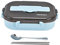 Nunafey Portable Compartment Bento Box, Tight Durable Food Grade 304 Stainless Steel Lunch Box with Soup Bowl for Camping(Blue [Send Chopsticks and Spoon])