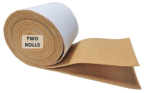 Jtnohx Self Adhesive Felt Roll Sticky Felt Fabric Sticky Rolls Brown 2Pcs | 1.4mm Thick Soft Fabric with Adhesive Backing 10cmx2.5m Felt Tape for Crafts, Picture Frame, Furniture(Brown)