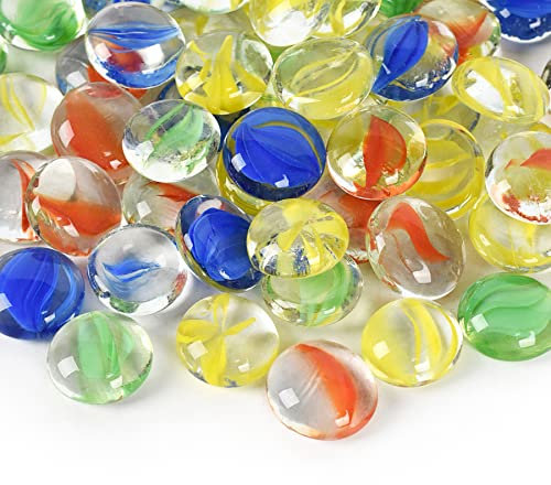 Luckforest Billes plates en verre de 0,5 kg, 1,9 cm pour remplissage de vase, artisanat, aquarium et aquarium, centres de table, présentation florale